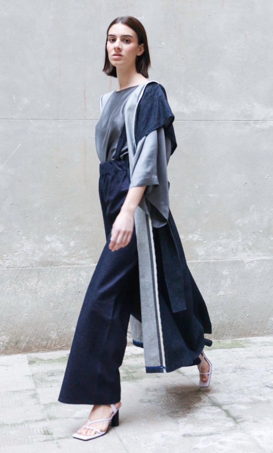 Sculptural Kimono Denim in Recycled Cotton-1